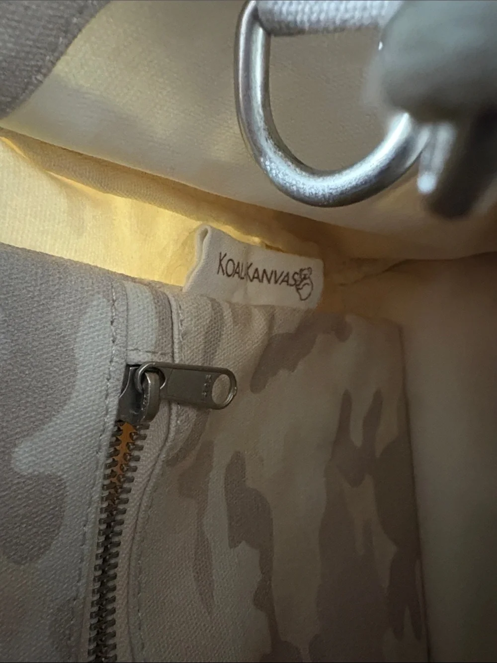Canvas Camo Mini Tote Bag in Beige by Koala Kanvas with removable strap. Nwot